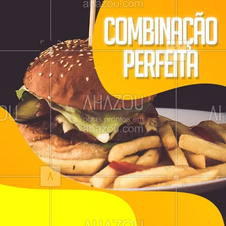 posts, legendas e frases de hamburguer para whatsapp, instagram e facebook: Está esperando o que para pedir essa combinação de Burger+Fritas?
#hamburgueria #ahazoutaste #burger #fritas 