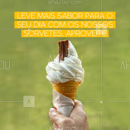 posts, legendas e frases de gelados & açaiteria para whatsapp, instagram e facebook: Vai um sorvetinho aí para adoçar o seu dia? Peça já! 🍨💜 #ahazoutaste #gelados #icecream #sorvete #sorveteria