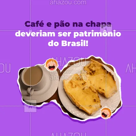 posts, legendas e frases de cafés para whatsapp, instagram e facebook:  Não tem nada mais brasileiro do que começar o dia com um café e um pão na chapa.v#ahazoutaste  #cafeteria
 #café #coffee
 #café