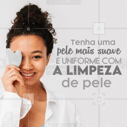 posts, legendas e frases de estética facial para whatsapp, instagram e facebook: Durante a limpeza de pele, processos como higiene, esfoliação e hidratação devolvem a textura suave e uniforme do rosto, removendo, também a pele morta e os cravinhos existentes.
#AhazouBeauty #bemestar  #limpezadepele  #esteticafacial  #beleza  #peeling  #saúde  #skincare 