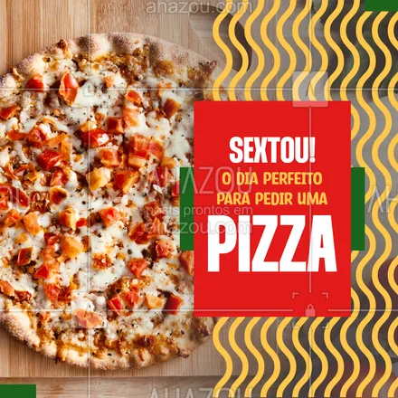 posts, legendas e frases de pizzaria para whatsapp, instagram e facebook: 
Sexta-feira é boa com pizza! Nosso objetivo é fazer você se apaixonar por cada fatia! Hoje é dia de sugestão do chef: a Margherita, para aqueles que amam o tradicional!

#ahazoutaste #pizzaria  #pizzalovers  #pizzalife  #pizza 
