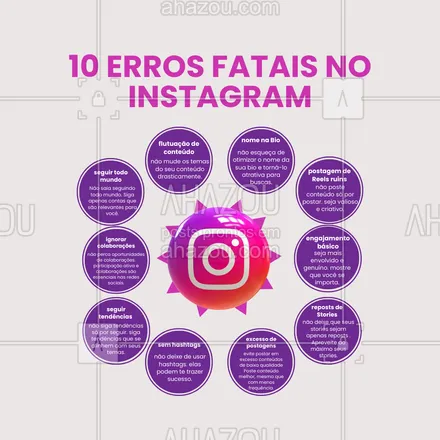 posts, legendas e frases de marketing digital para whatsapp, instagram e facebook: Esses erros estão prejudicando o seu crescimento no Instagram! ❌

Desvendar o algoritmo do Instagram e crescer apesar dos desafios é uma tarefa difícil, e é fácil cometer erros nesse processo.

Pensando nisso preparamos esse post para te ajudar a entender o que não fazer na plataforma.

Corrija os seus erros e veja como seu crescimento vai decolar 🚀.

#AhazouMktDigital #marketing #marketingdigital #mktdigital #redessociais #socialmedia 