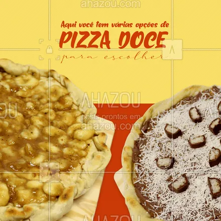 posts, legendas e frases de pizzaria para whatsapp, instagram e facebook: Qual é a sua favorita? É só pedir que entregamos na sua casa.  #ahazoutaste #delivery #pizzadoce #pizza #pizzaria