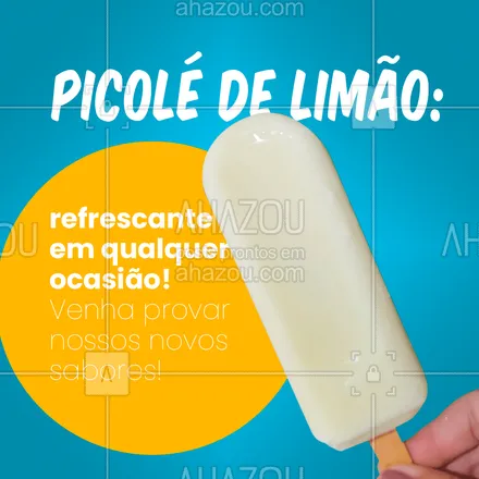 posts, legendas e frases de gelados & açaiteria para whatsapp, instagram e facebook: Um limãozinho desses, bicho! Você também ama? Venha provar nossos novos sabores! 🍋💚
#ahazoutaste #gelados #picolé #limão #fruta #cupuaçú  #sorveteria 