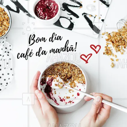 posts, legendas e frases de cafés para whatsapp, instagram e facebook: Bom dia, café da manhã! ❤️️ #bomdia #ahazou #cafedamanha