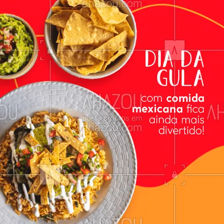 posts, legendas e frases de cozinha mexicana para whatsapp, instagram e facebook: Aproveite o esse dia incrível e venha saborear seu prato predileto. 🌮😋 #ahazoutaste #comidamexicana #cozinhamexicana #nachos #diadagula