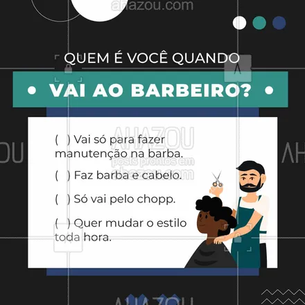posts, legendas e frases de barbearia para whatsapp, instagram e facebook: Conta pra gente, quem é você quando vem aqui? ??? 
#barba #barbearia #enquete #AhazouBeauty  #barbeiro #barberLife