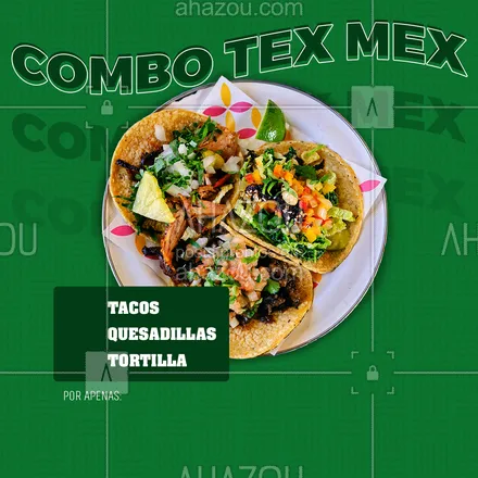 posts, legendas e frases de cozinha mexicana para whatsapp, instagram e facebook: Aqui você tem um experiência culinária mexicana por um valor promocional.
Não perca esta oportunida e peça já o nosso combo.
Comida mexicana é o que falta para o seu dia se tornar mais feliz.
#ahazoutaste #combo #promocao #comidamexicana  #texmex  #tacos #quesadillas #tortilla