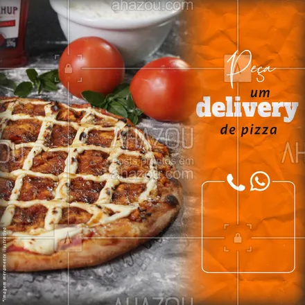 posts, legendas e frases de pizzaria para whatsapp, instagram e facebook: Sabe aquela pizza que você está sonhando para o seu dia ficar bem? Então, tá facinho, facinho de ser realizar, é só ligar pra gente e fazer seu pedido. #Pizza #Ahazou #Pizzaria #Delivery