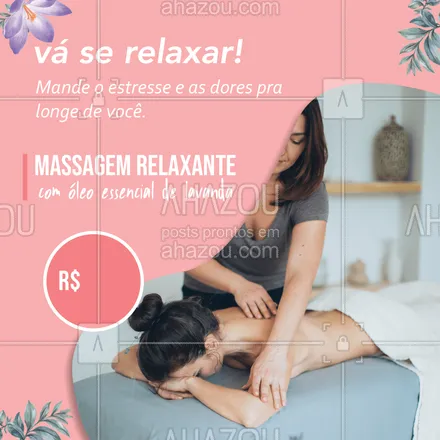 posts, legendas e frases de massoterapia para whatsapp, instagram e facebook: Tá na hora de você se cuidar! Agende seu tratamento agora mesmo e conheça os benefícios da massagem.
#AhazouSaude  #massoterapia #relax #massagem #quickmassage