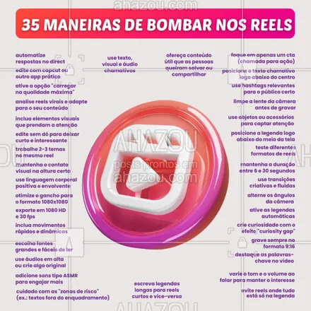 posts, legendas e frases de posts para todos para whatsapp, instagram e facebook: 📱 Reels que bombam: o guia definitivo! 🎥🔥

Quer transformar seus vídeos em verdadeiros sucessos? Então salva esse post e começa a aplicar essas 35 dicas infalíveis para turbinar seu engajamento! 🚀

✨ Destaques que vão mudar seus reels:
✔ Edite sem dó: mantenha só o essencial para prender a atenção.
✔ Use o poder do visual: fontes grandes, movimentos dinâmicos e acessórios estratégicos.
✔ Seja direto no cta: uma chamada, um impacto!

🛠️ Dica Bônus: use apps como capcut para simplificar sua edição e sempre ative a qualidade máxima antes de publicar.

🎯 Quer mais visibilidade?

✔ Mantenha o contato visual e use linguagem corporal positiva!
✔ Hashtags certas = público certo!
✔ Reels curtos (5 a 25 segundos) performam melhor.

💡Gostou das dicas? Salva este post, compartilhe com alguém que precisa crescer no Instagram e me siga mais estratégias que realmente funcionam!👀✨

💬 Conta aqui nos comentários: qual dessas dicas você já usa ou quer testar primeiro? ⬇️

#marketingparaempreendedores #microempreendedores #dicasdemarketingdigital #dicasdeinstagram #reelsquebombam #dicasparaengajar #estratégianoreels