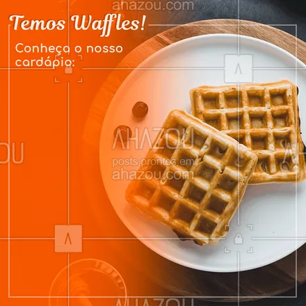posts, legendas e frases de doces, salgados & festas, comidas variadas para whatsapp, instagram e facebook: Também adora Waffles? Confira o nosso cardápio.?

#Waffle #AhazouTaste #Cardápio #LoucosporWaffle #Gastronomia 
