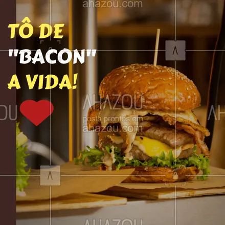 posts, legendas e frases de hamburguer para whatsapp, instagram e facebook: Comer um hambúrguer já é maravilhoso, e quando tem bacon nele então, só de falar já dá água na boca. Você não precisa ficar só na imaginação, peça o seu e fique de "bacon" a vida! ❤️

#BACON #LANCHE #BURGUER #HAMBURGUERIA #HAMBURGUERARTESANAL #AHAZOUTASTE 