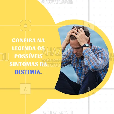 posts, legendas e frases de saúde mental para whatsapp, instagram e facebook: Existem sintomas mais comuns que outros, confira os mais recorrentes: 
Irritação constante  
Pensamentos negativos sobre a vida 
Desânimo e tristeza 
Isolamento social  
Falta de energia para tarefas da rotina  
Sentimento constante de culpa 
Autocrítica  
Dificuldade de se concentrar 
Lembre-se: Busque ajuda de um profissional, não enfrente isso sozinho (a).  #AhazouSaude #saudemental  #viverbem  #mentalhealth  #headspace 