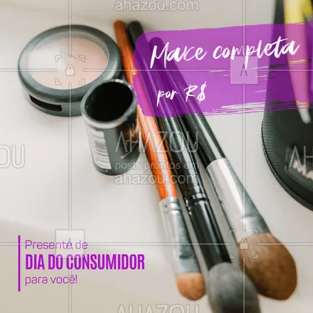 posts, legendas e frases de maquiagem para whatsapp, instagram e facebook: Aproveite o Dia do Consumidor para ficar ainda mais bonita! ? Entre em contato e agende seu horário ? (inserir contato). #mua #makeup #maquiadora #AhazouBeauty #diadoconsumidor #maquiagem