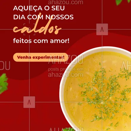 posts, legendas e frases de gastronomia para whatsapp, instagram e facebook: Do fogão direto pra sua mesa! Caldos fresquinhos, temperados com carinho e sabor de casa.
#caldinhobom #quentinhocomamor #caldosnaturais #vemprocaldo #sabordecasa