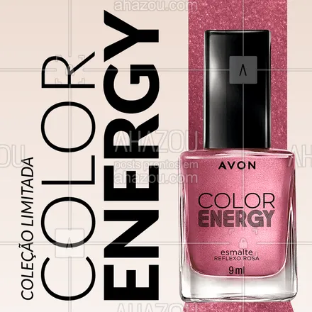 posts, legendas e frases de avon para whatsapp, instagram e facebook: Garantindo unhas que impactam com o seu efeito perolado, os esmaltes Energy têm quatro cores para você arrasar. ✨ Conheça essa linha, com fórmula que fortalece as unhas e aproveite edição limitada que já é sucesso  💅🥰 #ahazouavon #ahazourevenda