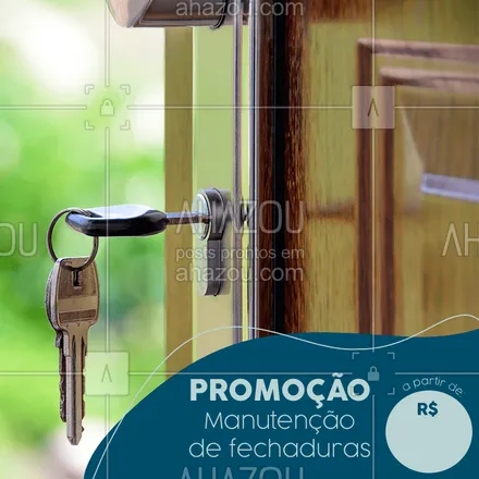 posts, legendas e frases de chaveiro para whatsapp, instagram e facebook: ? Aproveite o preço promocional para fazer a manutenção das fechaduras da sua residência, ou estabelecimento comercial. ??? #chaveiro #ahazou #chave #promocao #fechaduras #manutencao