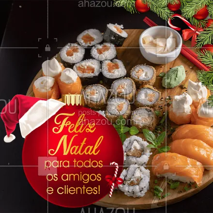 posts, legendas e frases de cozinha japonesa para whatsapp, instagram e facebook: Desejamos a todos um Feliz Natal, repleto de momentos bons com a família, paz, amor e esperança para o ano que vem por aí. ❤️ #comidajaponesa #restaurantejapones #ahazoutaste #feliznatal #natal