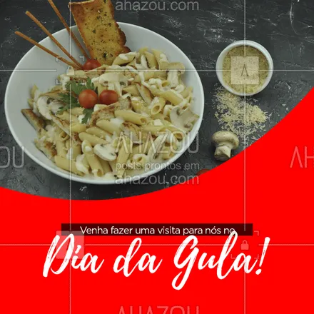 posts, legendas e frases de cozinha italiana para whatsapp, instagram e facebook: Alguém aí falou em comer muita massa neste Dia da Gula? 🍝 #comidaitaliana #cozinhaitaliana #italy #massas #pasta #restauranteitaliano