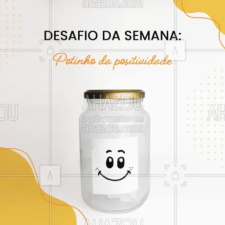 posts, legendas e frases de assuntos variados de Saúde e Bem-Estar para whatsapp, instagram e facebook: O que acha de iniciar a semana com um desafio bem legal? . É muito simples, faça um potinho com os escritos: "Potinho da positividade". E durante 1 semana ao menos uma vez por dia, escreva em um papel algo de positivo que aconteceu no seu dia e coloque dentro do pote. Ao final dos 7 dias, abra o pote e leia tudo que está lá para você relembrar das coisas positivas que aconteceram na semana anterior. Bem legal né? Bora fazer? #potinhodapositividade #positividade #AhazouSaude #motivacional #AhazouSaude 