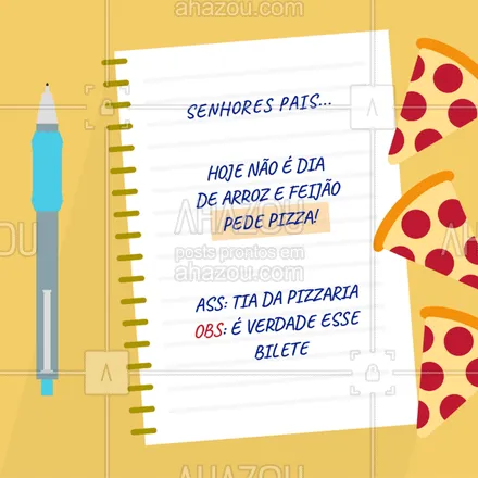 posts, legendas e frases de pizzaria para whatsapp, instagram e facebook: Se está no bilhete é verdade! Reúna a família e experimente nossas opções sem sair de casa! #pizza #food #pizzalover #ahazou #instafood #pizzatime