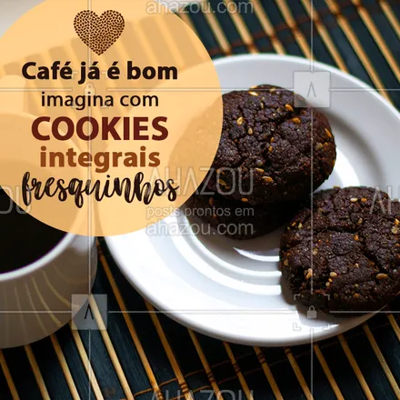 posts, legendas e frases de cafés para whatsapp, instagram e facebook: Aí só você provando para saber a sensação! Venha experimentar ?☕? 
#Café #Cookies #CookiesIntegrais #ahazoutaste  #coffeelife #coffee
