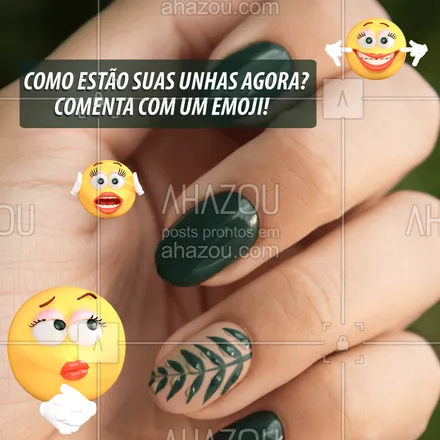 posts, legendas e frases de manicure & pedicure para whatsapp, instagram e facebook: Comenta aqui com um EMOJI como estão suas unhas! ??
#nails #nail #artnail #unhas #unhasdecoradas #emoji #emojis #smile #funny #fun #risadaria #engracado #ahazou #manicure #pedicure #braziliangal #beauty 
