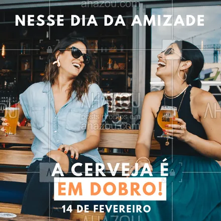posts, legendas e frases de bares para whatsapp, instagram e facebook: O dia da amizade pede cerveja em dobro! #diadaamizade #amigos #ahazou #cerveja