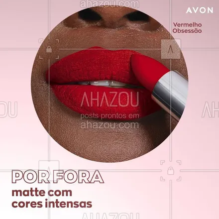 posts, legendas e frases de avon para whatsapp, instagram e facebook: O batom Hydramatic tem a tecnologia tratamake, que possui ácido hialurônico na fórmula, e cuida da sua boca enquanto você está maquiada. São 12 cores matte super pigmentadas. Escolha a sua favorita e compre agora. #ahazouavon #ahazourevenda