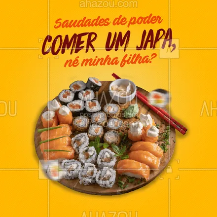 posts, legendas e frases de cozinha japonesa para whatsapp, instagram e facebook:  Que tal matar essa saudade já fazendo o seu pedido hein? A gente sabe que você merece se deliciar com o nosso japa! Faça seu pedido pelo telefone: (________________________). ?? #Japa #Meme #Saudades #ahazoutaste #Drauzio #JapaneseFood #Sushi 