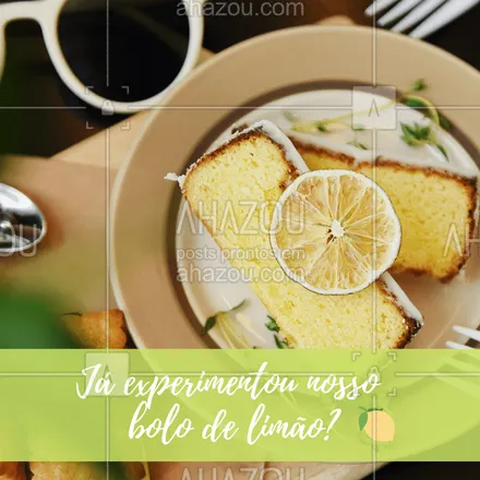 posts, legendas e frases de cafés para whatsapp, instagram e facebook: Já experimentou nosso bolo de limão? Se não, deveria! ? É o mais elogiado pelos nossos clientes #bolo #cafe #ahazou #bolodelimao #limao