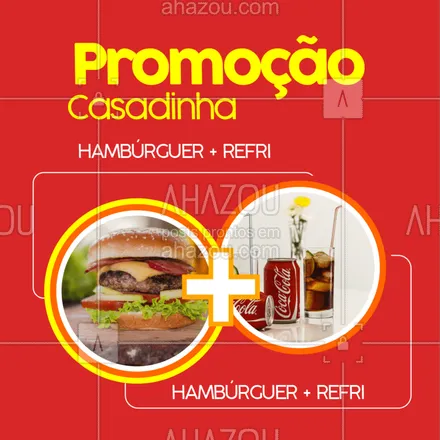 posts, legendas e frases de hamburguer para whatsapp, instagram e facebook: Vamos de promoção? ? Aproveite nossa promo casadinha: hambúrguer + refri por apenas XXX

#hamburguer #ahazoutaste #hamburgueria #refrigerante #burguer
