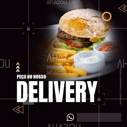 posts, legendas e frases de hamburguer para whatsapp, instagram e facebook: Faça o seu pedido, entregamos no conforto do seu lar! ?
#pedido #ahazou #delivery