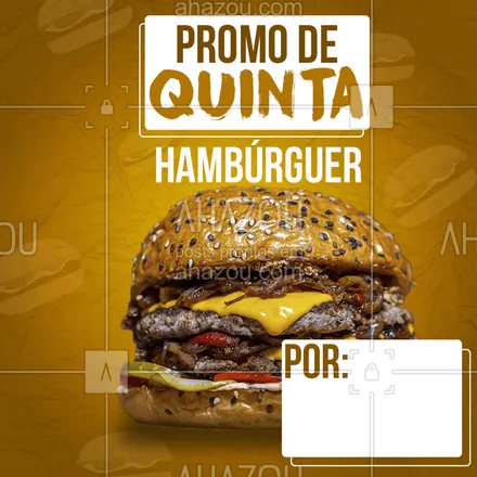 posts, legendas e frases de hamburguer para whatsapp, instagram e facebook: Super promoção de quinta, peça já esse delicioso hambúrguer, por apenas:[] #ahazou #food #hamburguer