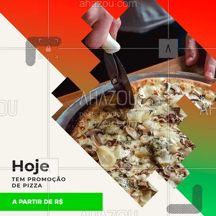 posts, legendas e frases de pizzaria para whatsapp, instagram e facebook: Hoje você quer comer aquela pizza?
Isso mesmo, preparamos uma mega promoção de pizza grande. Vai aproveitar? Peça já a sua!
#ahazoutast #comer #pizza #promocao #pedido 