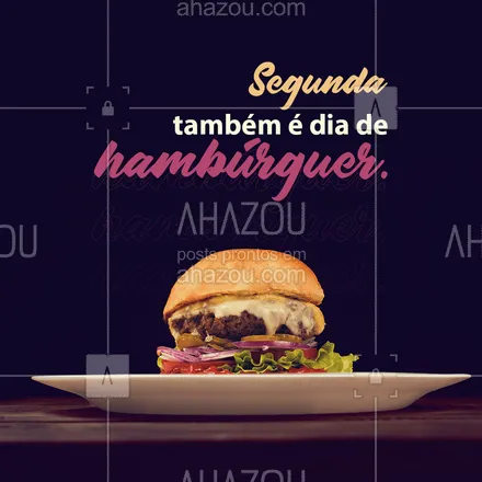 posts, legendas e frases de hamburguer para whatsapp, instagram e facebook: Para os amantes de um bom hambúrguer todo dia é dia. Então aproveite para começar bem a semana, faça já o seu pedido. #burger #burgerlovers #hamburgueria #ahazoutaste #hamburger #hamburguer #sabores #opçoes #cardápio
