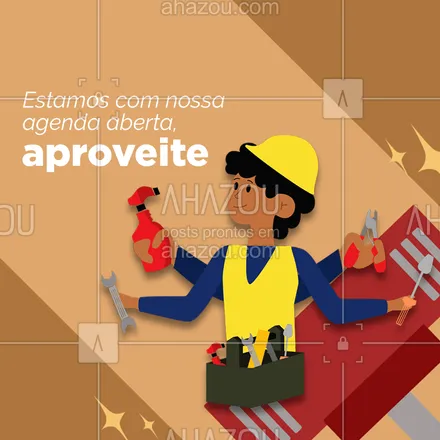 posts, legendas e frases de assuntos gerais de serviços para casa para whatsapp, instagram e facebook: Reserve o seu horário e fique tranquilo sabendo que seu lar está em mãos profissionais e com um serviço de excelência. #agendamento #atendimento #conserto #motivacional #residencia #AhazouServiços #servico #servicos #servicosparacasa #agenda #horário #agendaaberta