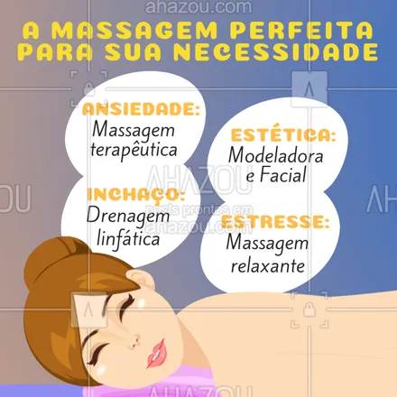 posts, legendas e frases de massoterapia para whatsapp, instagram e facebook: E aí, qual massagem você precisa hoje? #massagem #ahazou #massoterapia