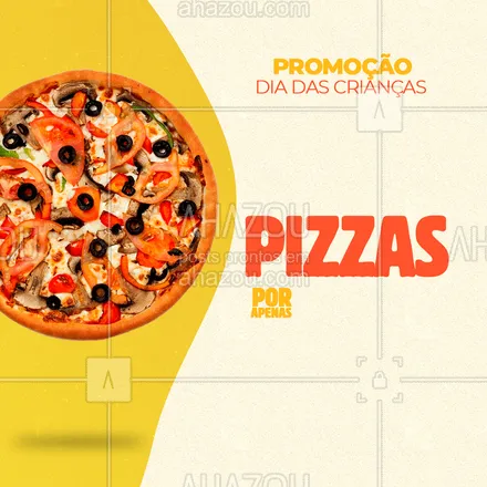 posts, legendas e frases de pizzaria para whatsapp, instagram e facebook: Para a alegria da criançada (e dos adultos) tem promoção especial aqui na nossa pizzaria! 
Compre (x) por apenas R$ (XX,XX)! ?
Aproveite!!!

#promoção #pizzaria #pizza #DiaDasCrianças  #ahazoutaste  #pizzalovers #pizzalife