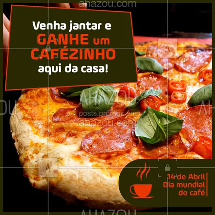 posts, legendas e frases de pizzaria para whatsapp, instagram e facebook: Quem não ama um cafezinho, em? Bora garantir o seu! ?
#ahazoutaste #food #diadocafe #delicia