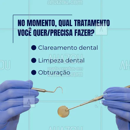posts, legendas e frases de odontologia para whatsapp, instagram e facebook: Seja qual for o tratamento que você quer ou precisar fazer, nós podemos te ajudar! Entre em contato e agende o seu horário.📲🦷  #enquete #odonto #dentes #odontologia #dentista #AhazouSaude #saude  #bemestar 