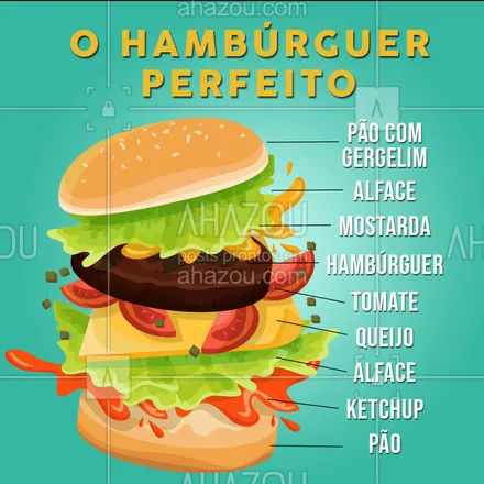 posts, legendas e frases de hamburguer para whatsapp, instagram e facebook: Clássico e perfeito! Vocês concordam? #hamburguer #ahazou #classico #perfeito #burger