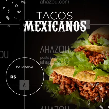 posts, legendas e frases de à la carte & self service para whatsapp, instagram e facebook: Deliciosa porção de tacos mexicanos por apenas:
R$

#tacosmexicanos #ahazou #mexicanfood