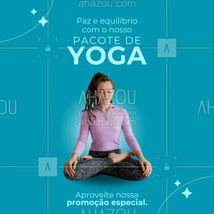 posts, legendas e frases de yoga para whatsapp, instagram e facebook: Explore todas as vantagens de ser um praticante de yoga com o nosso pacote! 🌸🙌 Aproveite nossa promoção em pacotes de yoga e descubra o poder transformador dessa prática milenar. 💫 Entre em contato e garanta o seu pacote especial para relaxar com a gente. #AhazouSaude #promoção #yoga #bemestar #saúde #relax #yogalife 