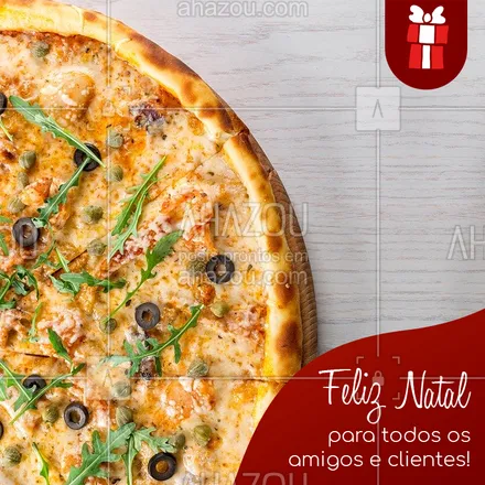 posts, legendas e frases de pizzaria para whatsapp, instagram e facebook: Desejamos a todos um Feliz Natal, repleto de momentos bons com a família, paz, amor e esperança para o ano que vem por aí. ❤️ #pizza #pizzaria #ahazoutaste #feliznatal #natal