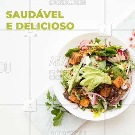 posts, legendas e frases de saudável & vegetariano para whatsapp, instagram e facebook: Nossas saladas são uma delícia, além de muuuito saudáveis. Experimente e peça já a sua! #salada #ahazou #ahazoualimentaçao #saudavel