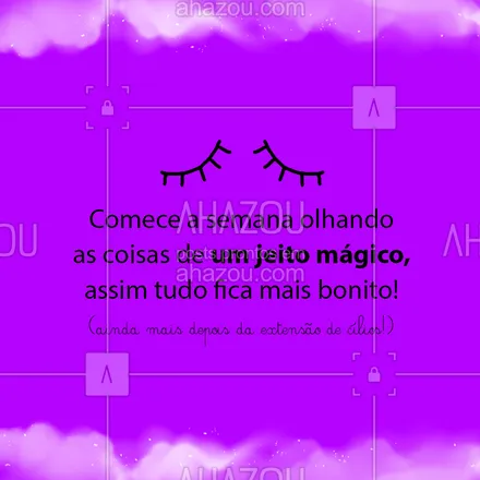 posts, legendas e frases de cílios & sobrancelhas para whatsapp, instagram e facebook: Agende já a sua extensão de cílios e deixe seu olhar ainda mais marcante! ?#ExtensaodeCilios #Cilios #AhazouBeauty #ComeçodeSemana #AhazouBeauty 