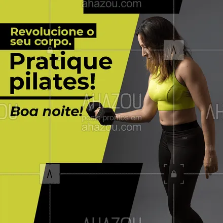 posts, legendas e frases de pilates para whatsapp, instagram e facebook: Só o pilates te proporciona uma revolução de corpo e mente. Quer saber mais? Entre em contato!📲 #boanoite #pilates  #AhazouSaude #fitness  #pilateslovers  #pilatesbody 