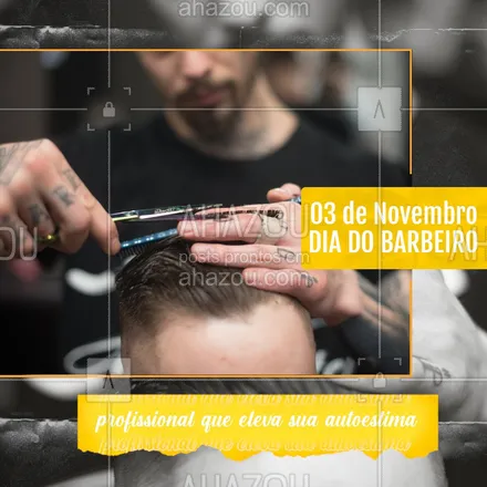 posts, legendas e frases de barbearia para whatsapp, instagram e facebook: O parabéns de hoje vai para todos os profissionais que dominam a arte de cortar! #AhazouBeauty #diadobarbeiro #barba #barbearia #barberLife #barbeiro